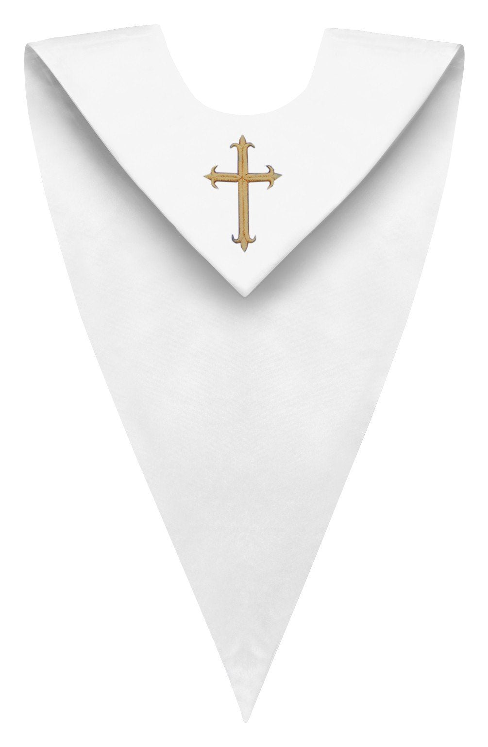 White V-Neck Choir Stole - Church Choir Robes - Churchgoers