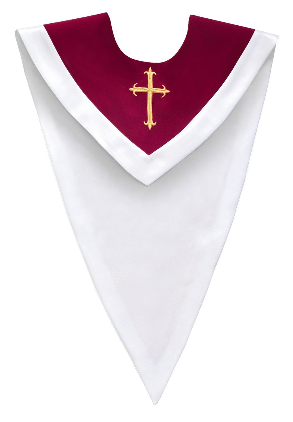 Maroon/White V-Neck Choir Stole - Church Choir Robes - Churchgoers