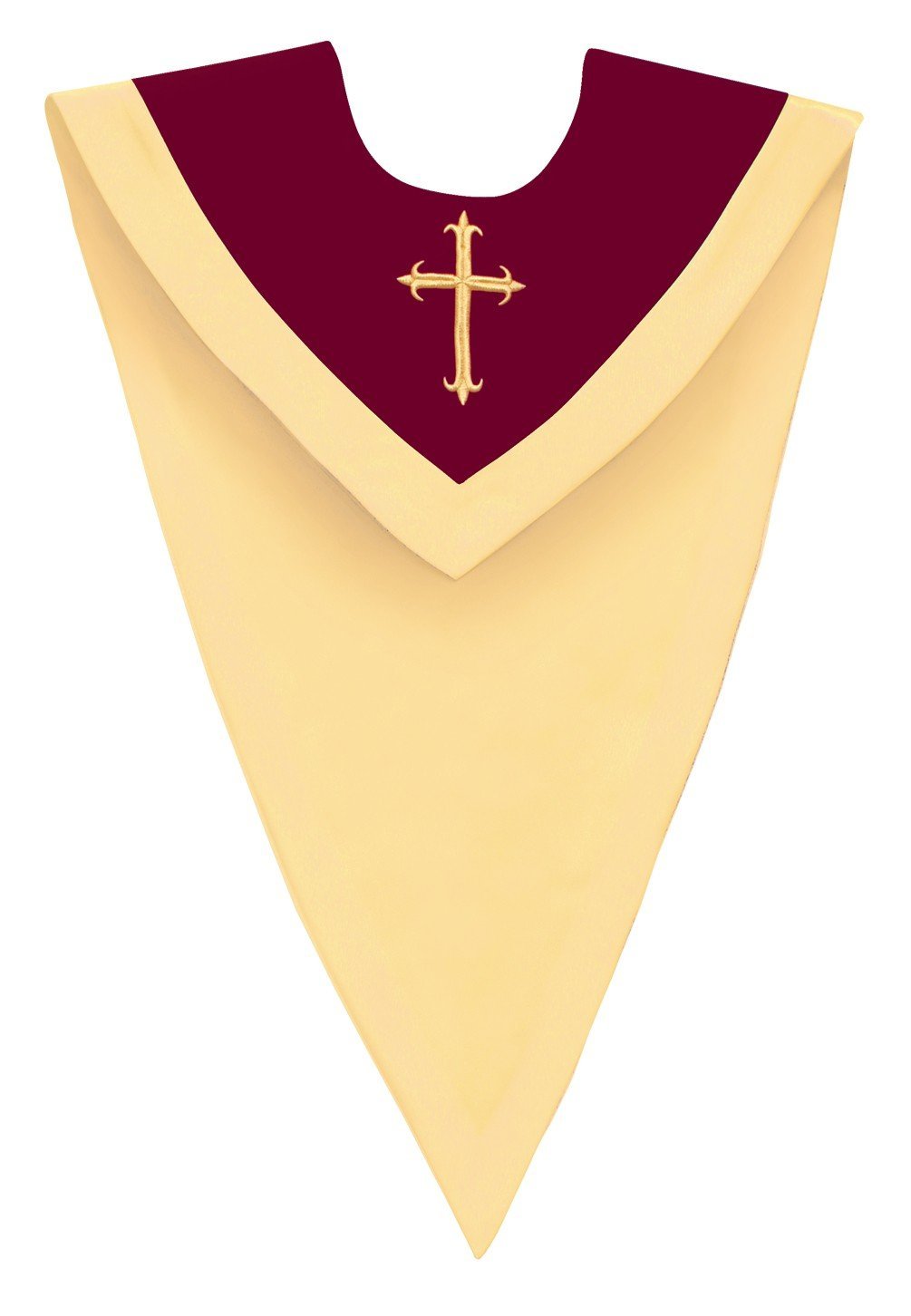 Maroon/Gold V-Neck Choir Stole - Church Choir Robes - Churchgoers
