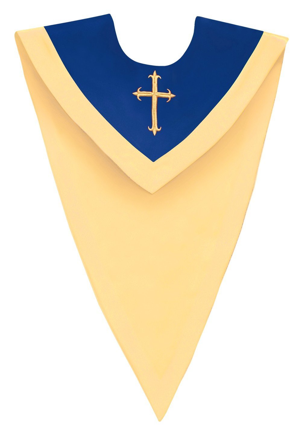 Royal Blue/Gold V-Neck Choir Stole - Church Choir Robes - Churchgoers