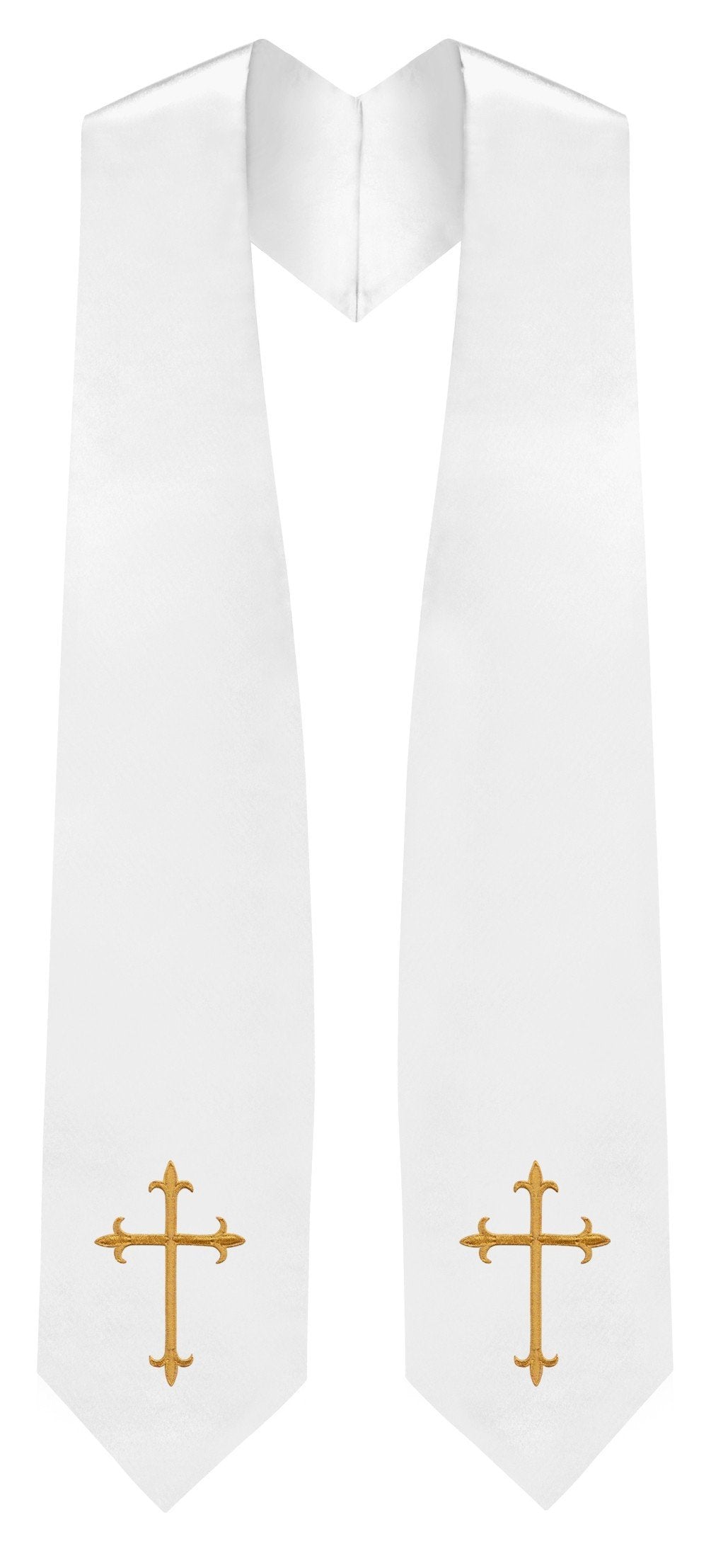 White Traditional Choir Stole - Church Choir Robes - Churchgoers