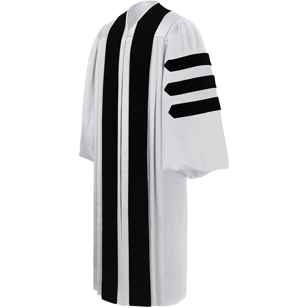 Women's 1-Piece Preaching Robe Gown In White & Black - 4803 - Divinity  Clergy Wear