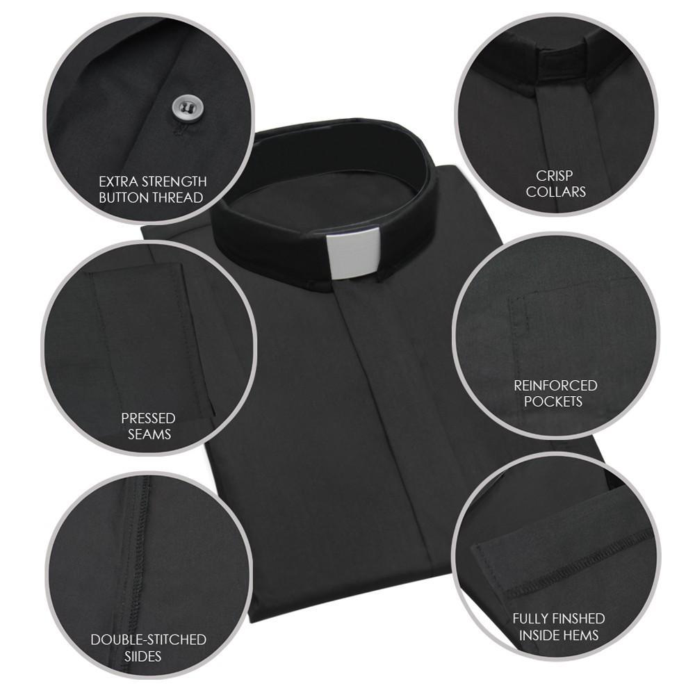Black Short Sleeve Clergy Shirt